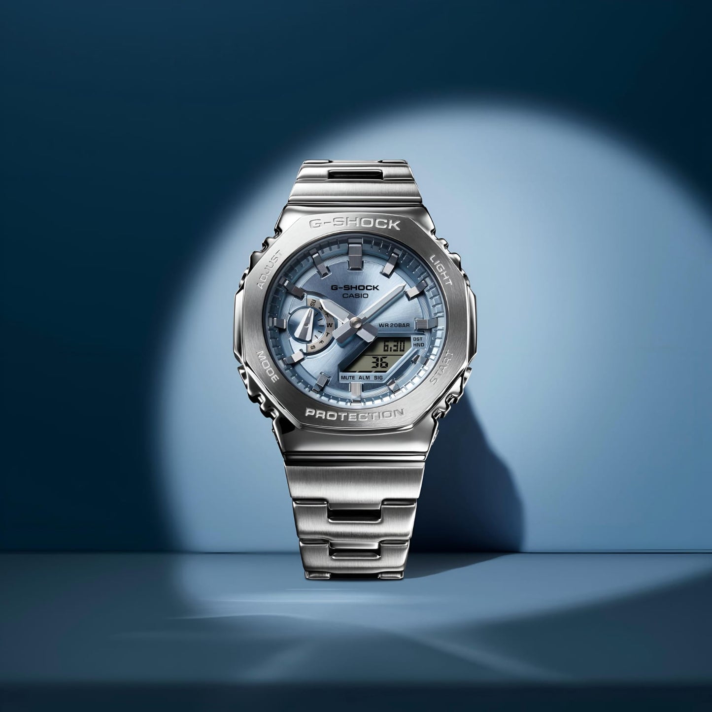 Casio G-Shock GM-2110D-2ADR Silver Metal Bezel Watch