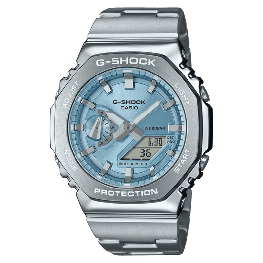 Casio G-Shock GM-2110D-2ADR Silver Metal Bezel Watch