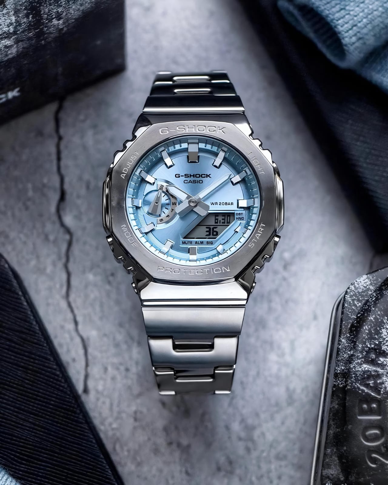Casio G-Shock GM-2110D-2ADR Silver Metal Bezel Watch