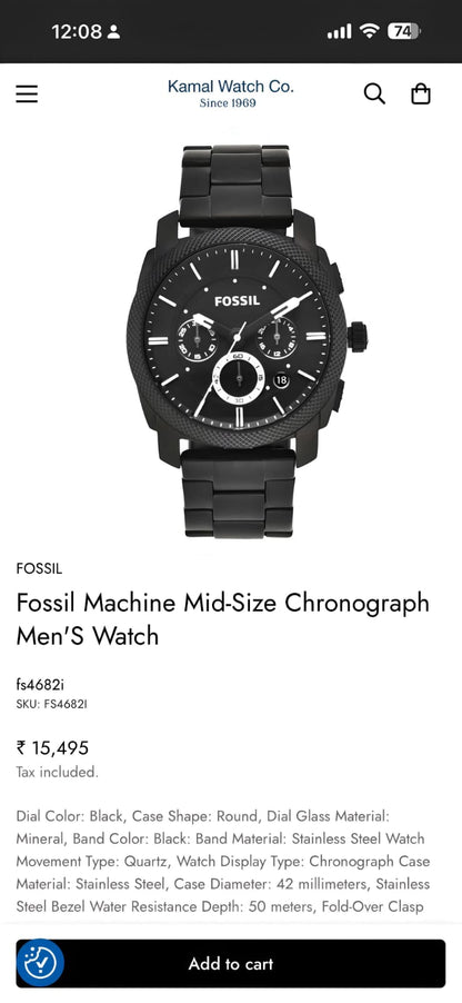 Fossil Machine Chronograph FS4682 Quartz Men’s Watch