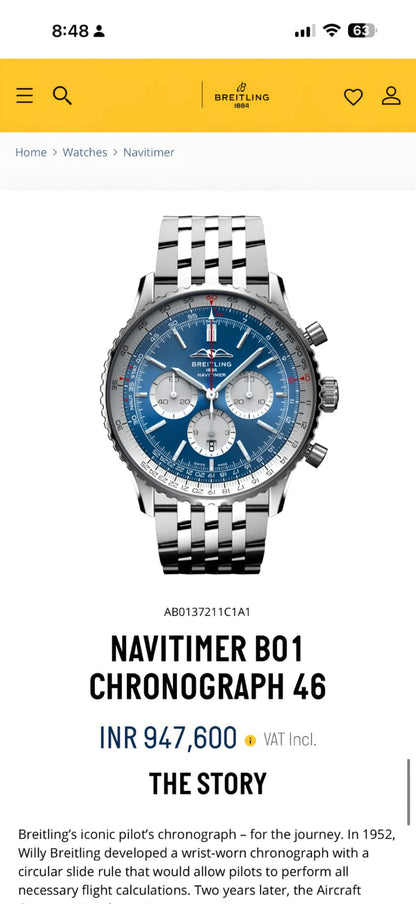 Breitling Navitimer Chronograph 5-Hand Quartz Watch